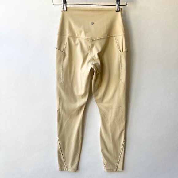 ❤️ Lululemon double layers Align Highrise 25” leggings with pockets, Cream, Size - Picture 6 of 14